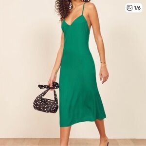 Reformation kat Vibrant Green Midi Dress